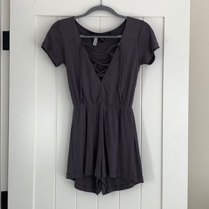 Lace Front Rubbed Romper